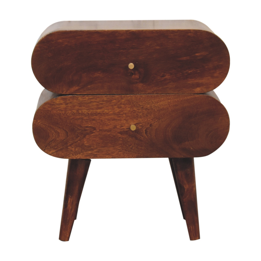 Artisan Furniture Solid Wood Bubble Chestnut Bedside Table, Brown, 2 Drawers