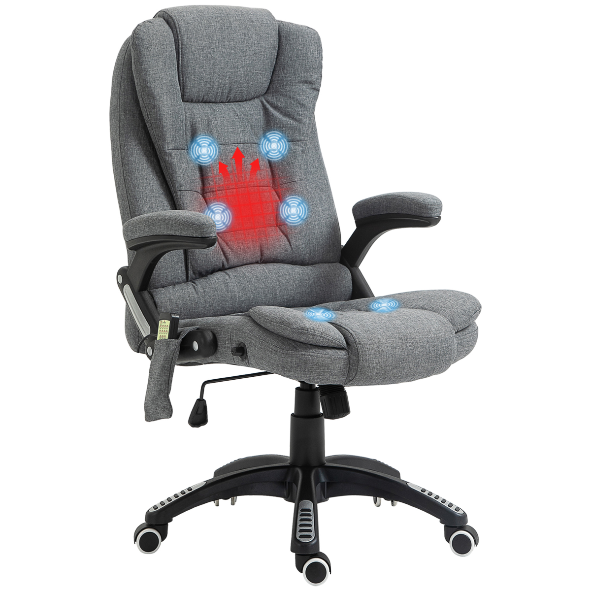 Executive Reclining Chair with Heating Massage Points and Relaxing Headrest Grey