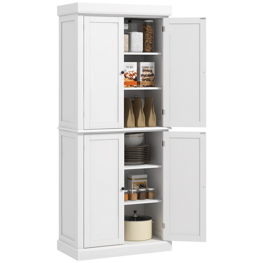 Freestanding Kitchen Cupboard, 6-Tier Cabinet Organizer, White