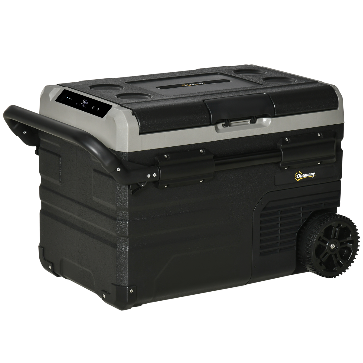 40L Car Refrigerator 12V Portable Freezer with Inner LED Light and Wheels