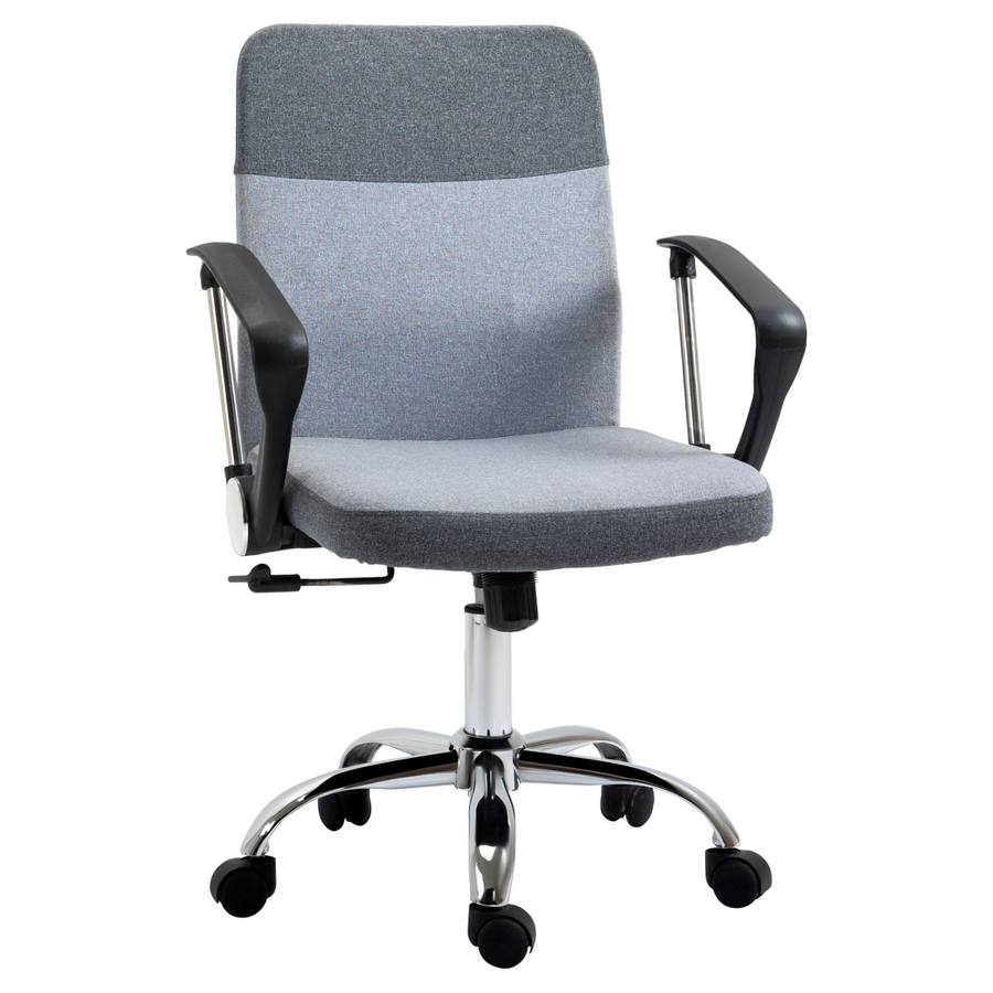 Office Chair Linen Swivel Desk Chair Home Study Rocker with Wheel, Grey