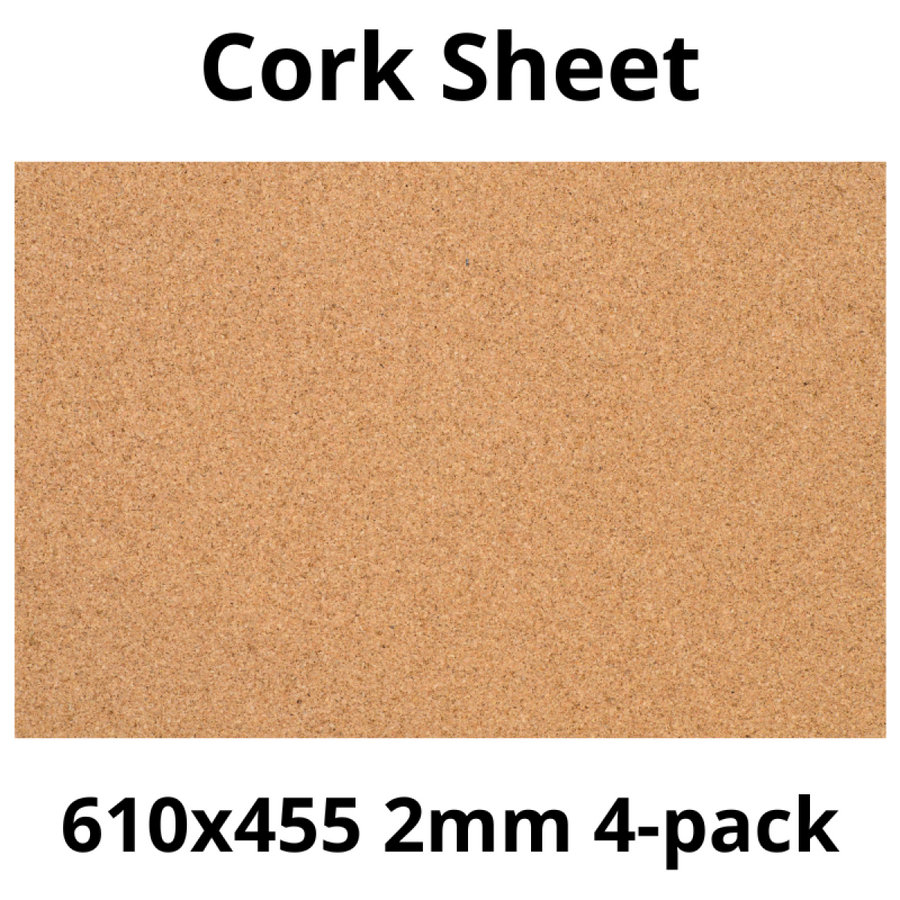 Cork Sheet - 610x455mm - 2mm - Décor and DIY - Pack of 4