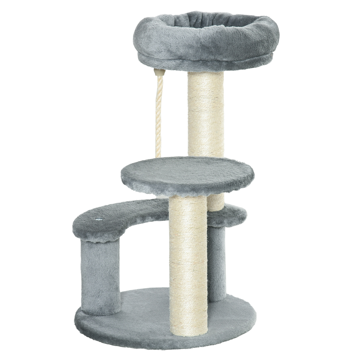 Cat Tree Scratcher Kitty Activity Play Center Post with 2 Perches and Hanging Sisal Rope