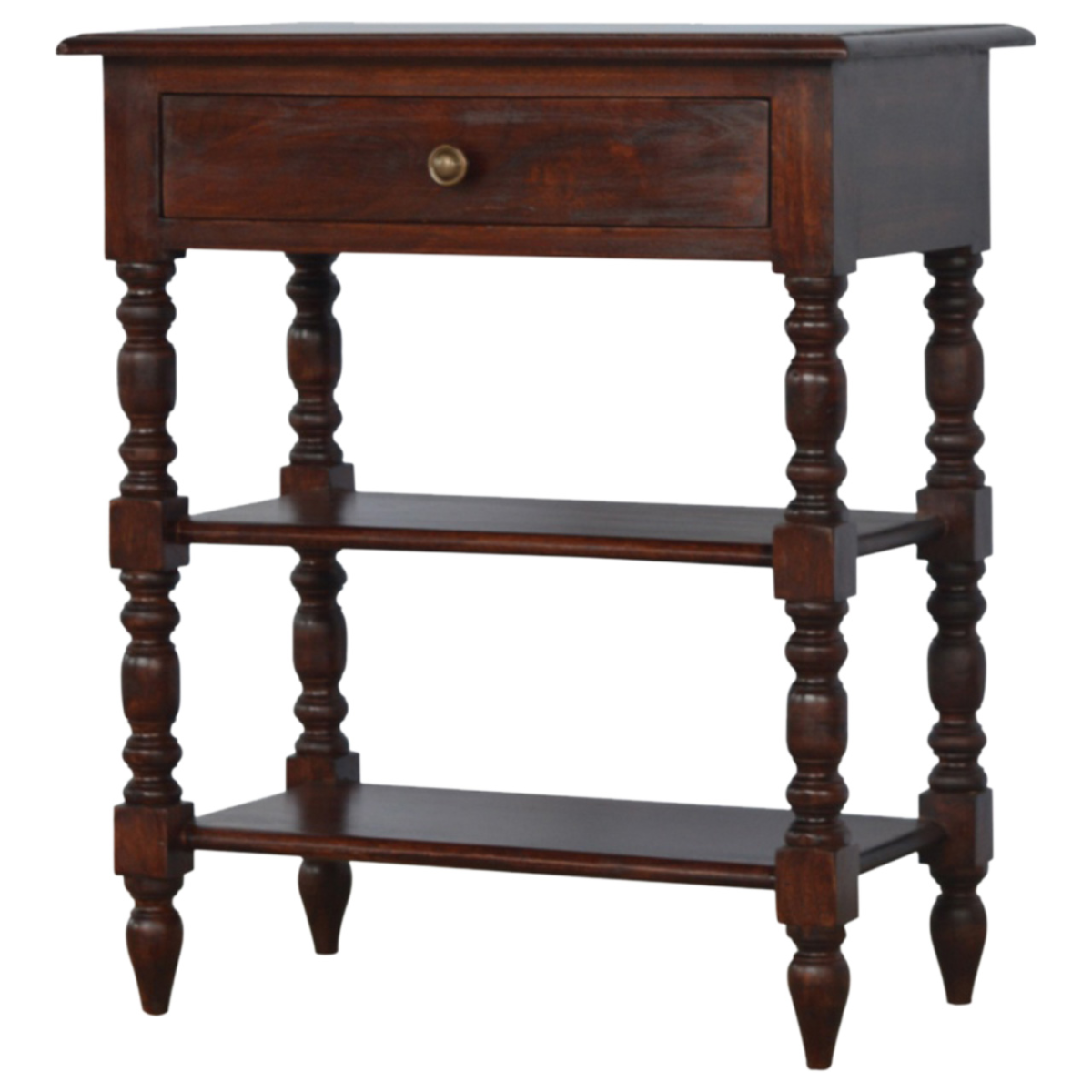 Artisan Furniture Solid Wood Turned Occasional Table, 1 Drawer, Brown
