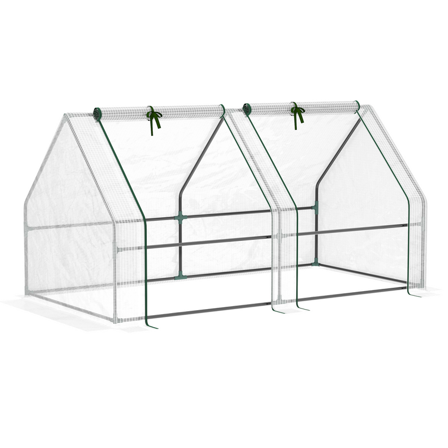 Mini Small Greenhouse Poly Tunnel Steeple for Plants and Vegetables White