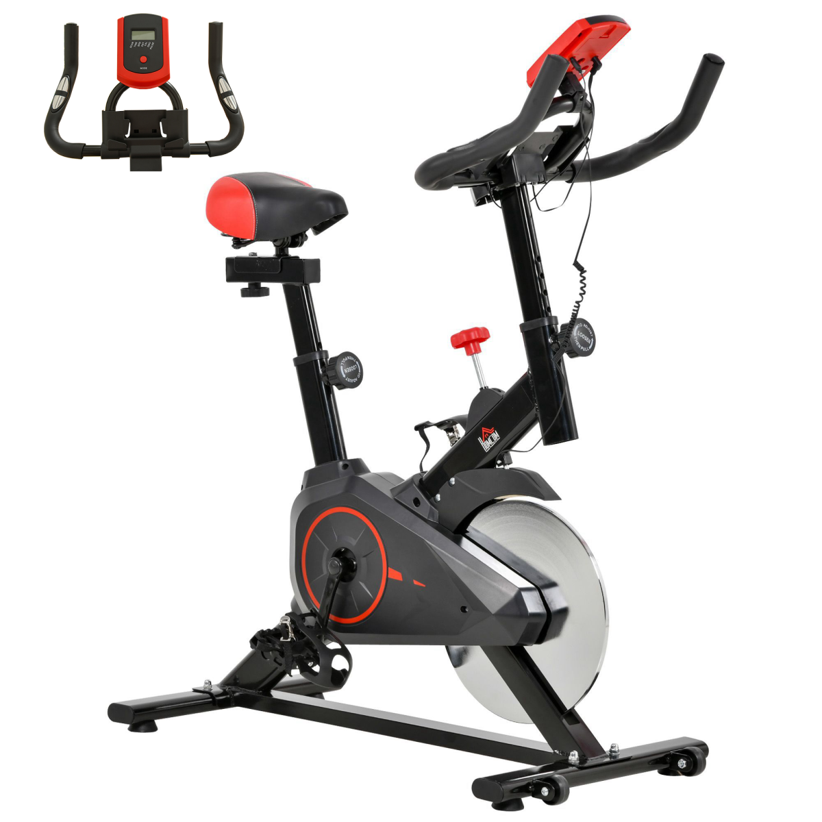 HOMCOM Indoor Exercise Bike with Adjustable Height and Resistance