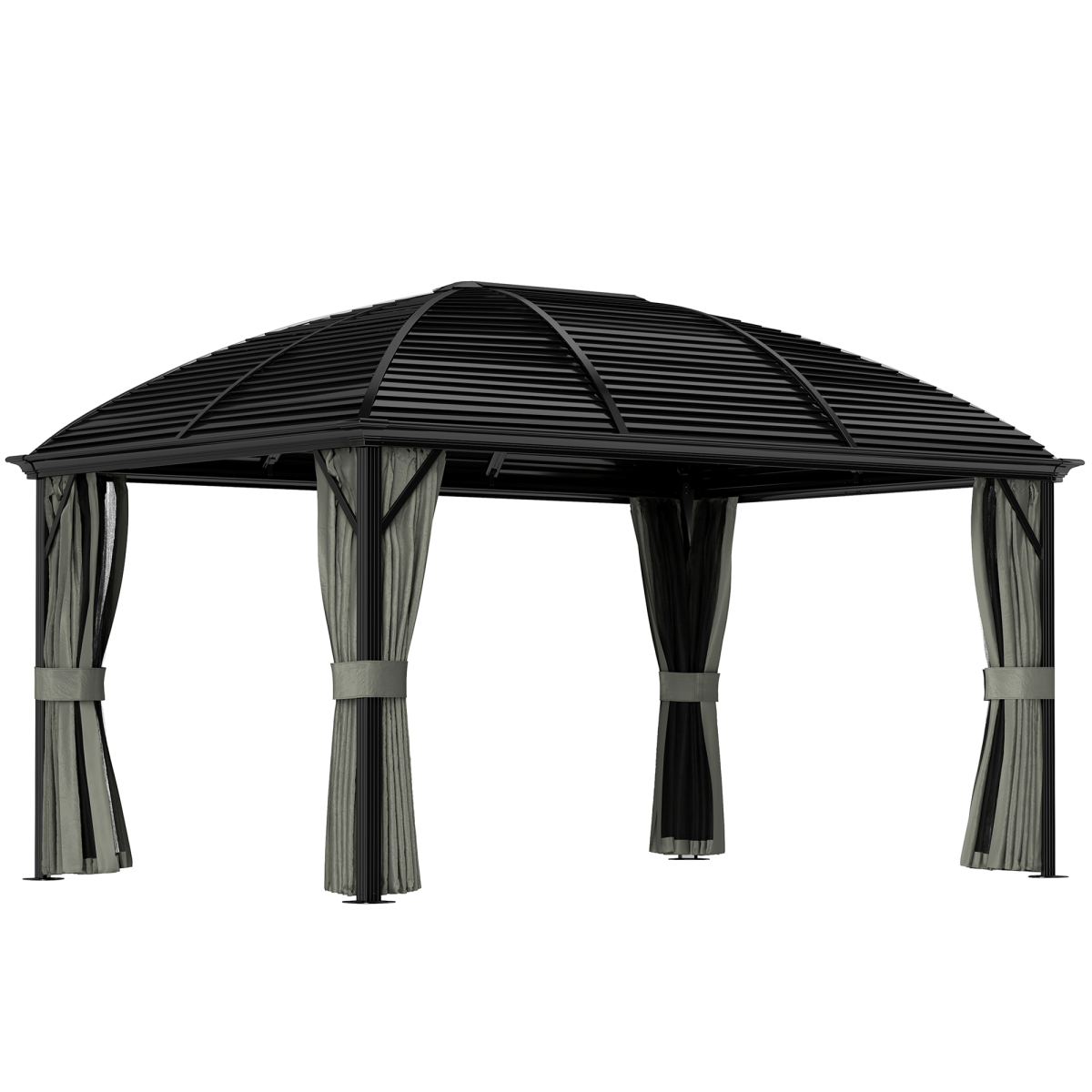 Outsunny 3 x 4m Hardtop Gazebo Aluminium Garden Pavilion Dark Grey