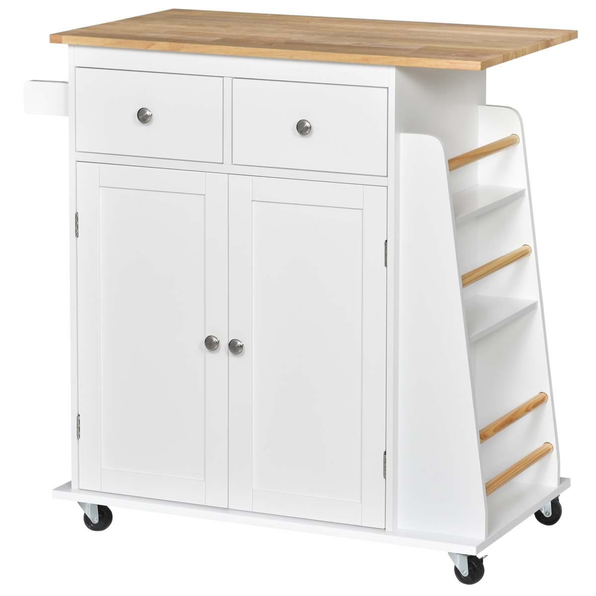 Kitchen Island Storage with Rubber Wood Top