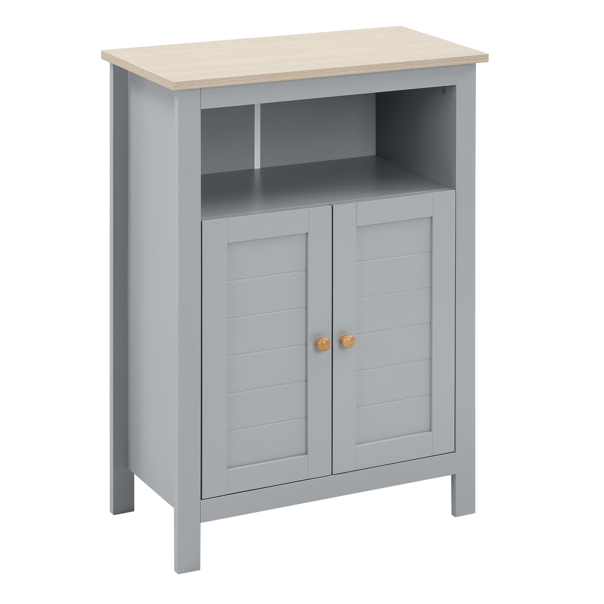 kleankin Bathroom Floor Storage Cabinet with Doors and Adjustable Shelf