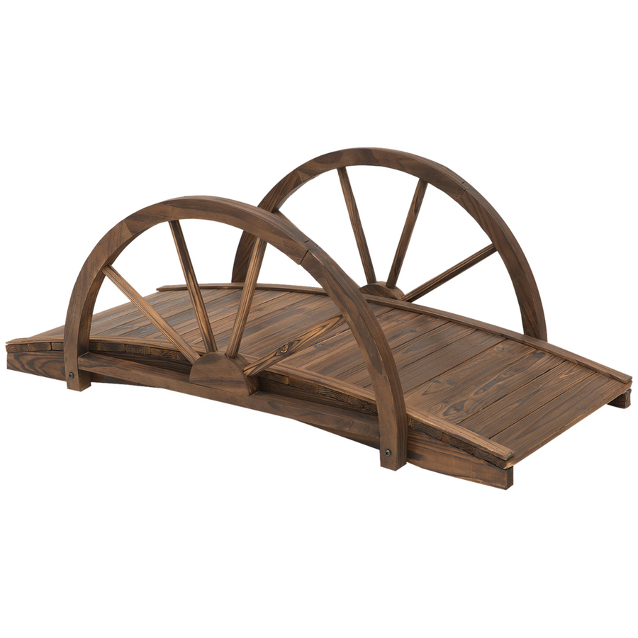 Fir Wood Outdoor Garden Decor Walkway Bridge Brown