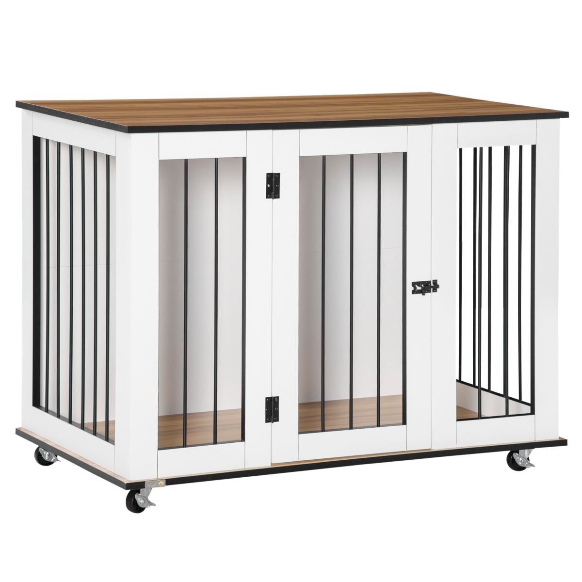Dog Crate Furniture End Table with Lockable Door for Large Dogs - White