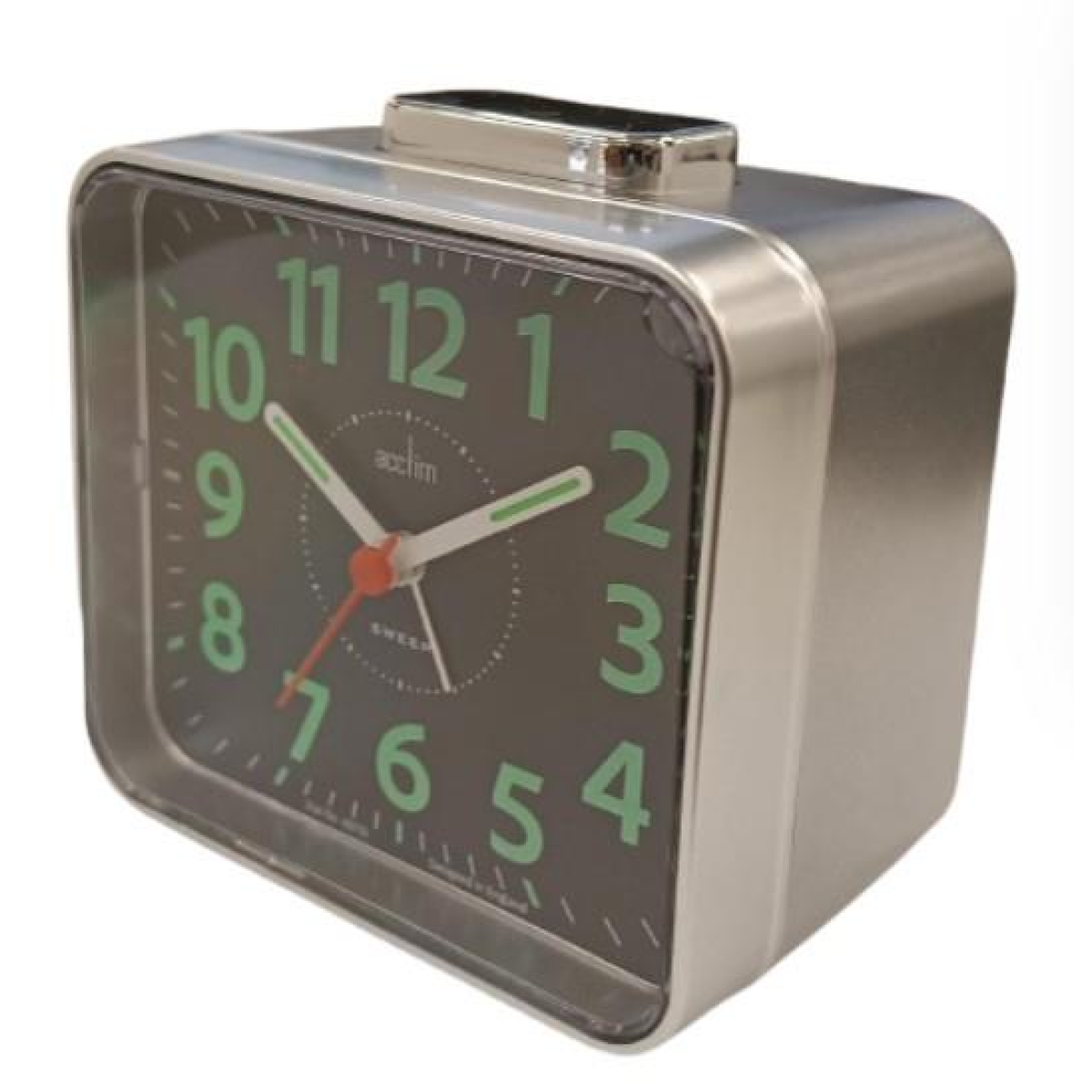 Acctim Parker Midi Contemporary Bedside Alarm Clock in Silver 16467