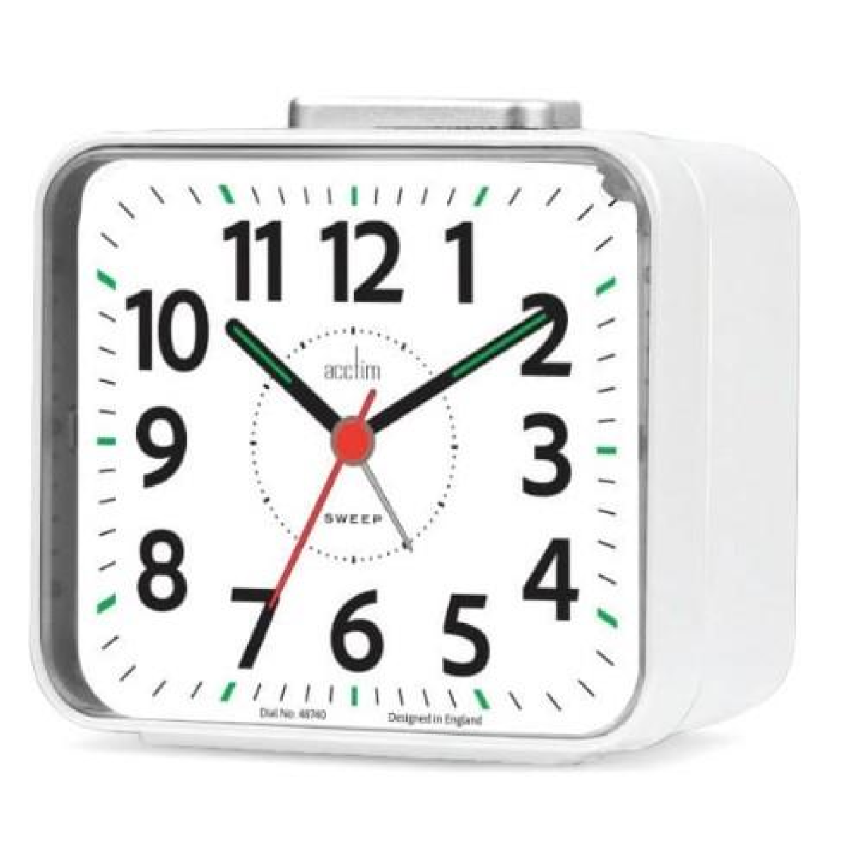 Acctim Parker Non-Ticking Sweep Loud Bell Alarm Clock in White