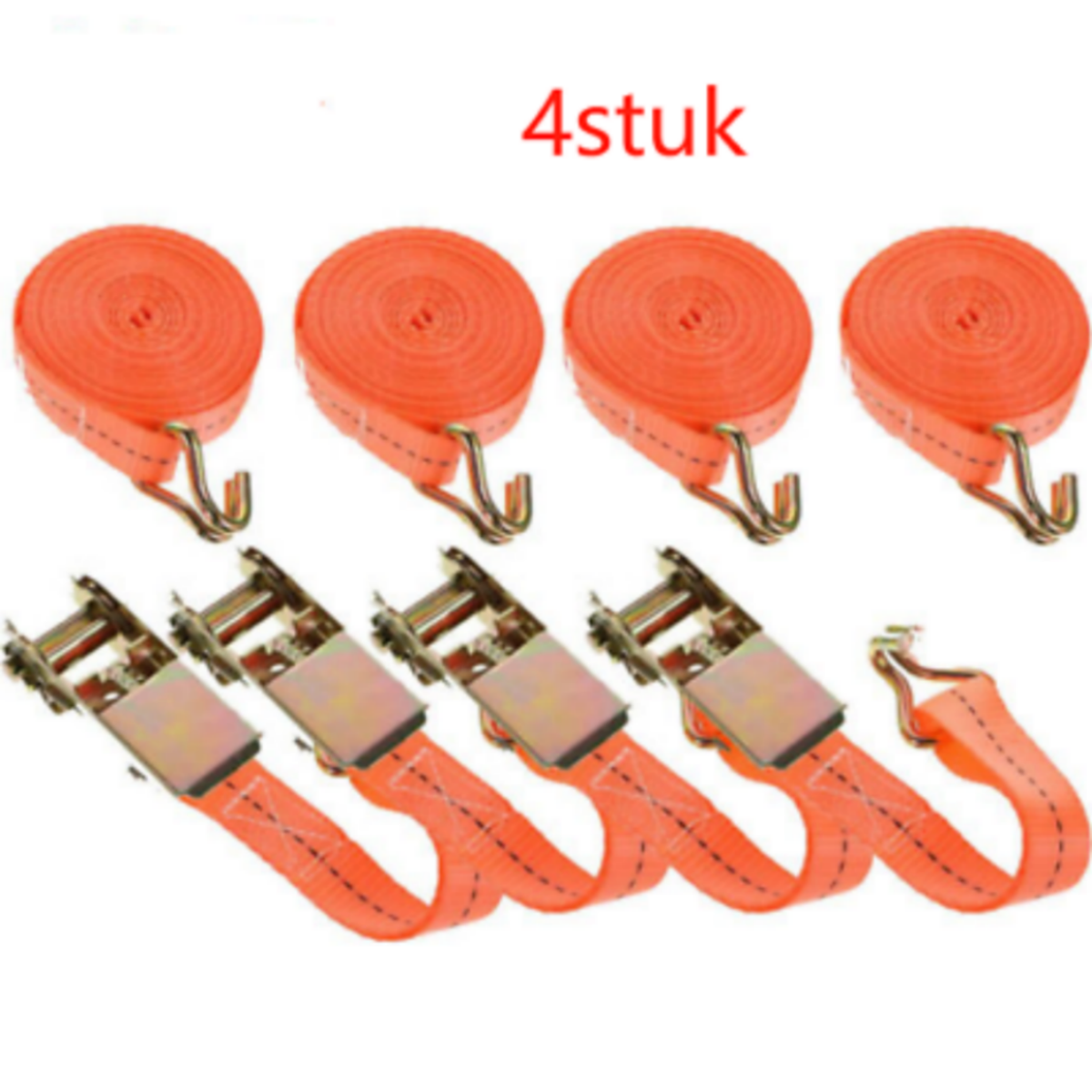 4 x Ratchet Tie-Down Straps, 800 kg, 6 m