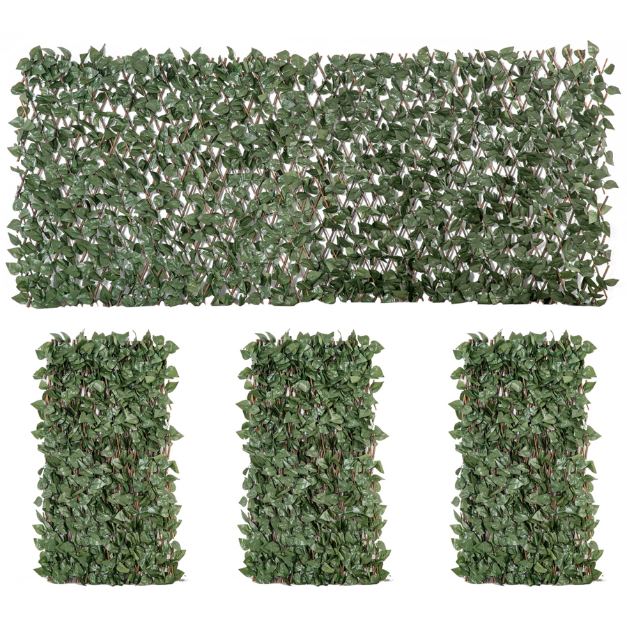 4Pc Expanding Trellis Fence, 2m x 1m Artificial Plant Fence, Telescopic