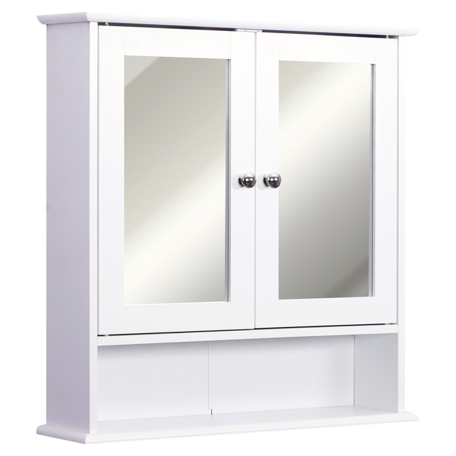 kleankin Wall-mounted Cabinet Mirror Door Bathroom Organiser White