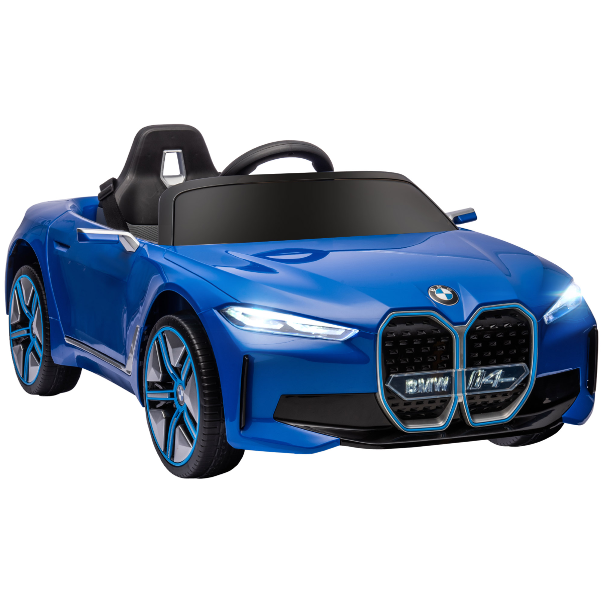 HOMCOM BMW i4 Licensed 12V Kids Electric Ride-On Car with Remote Control, Blue