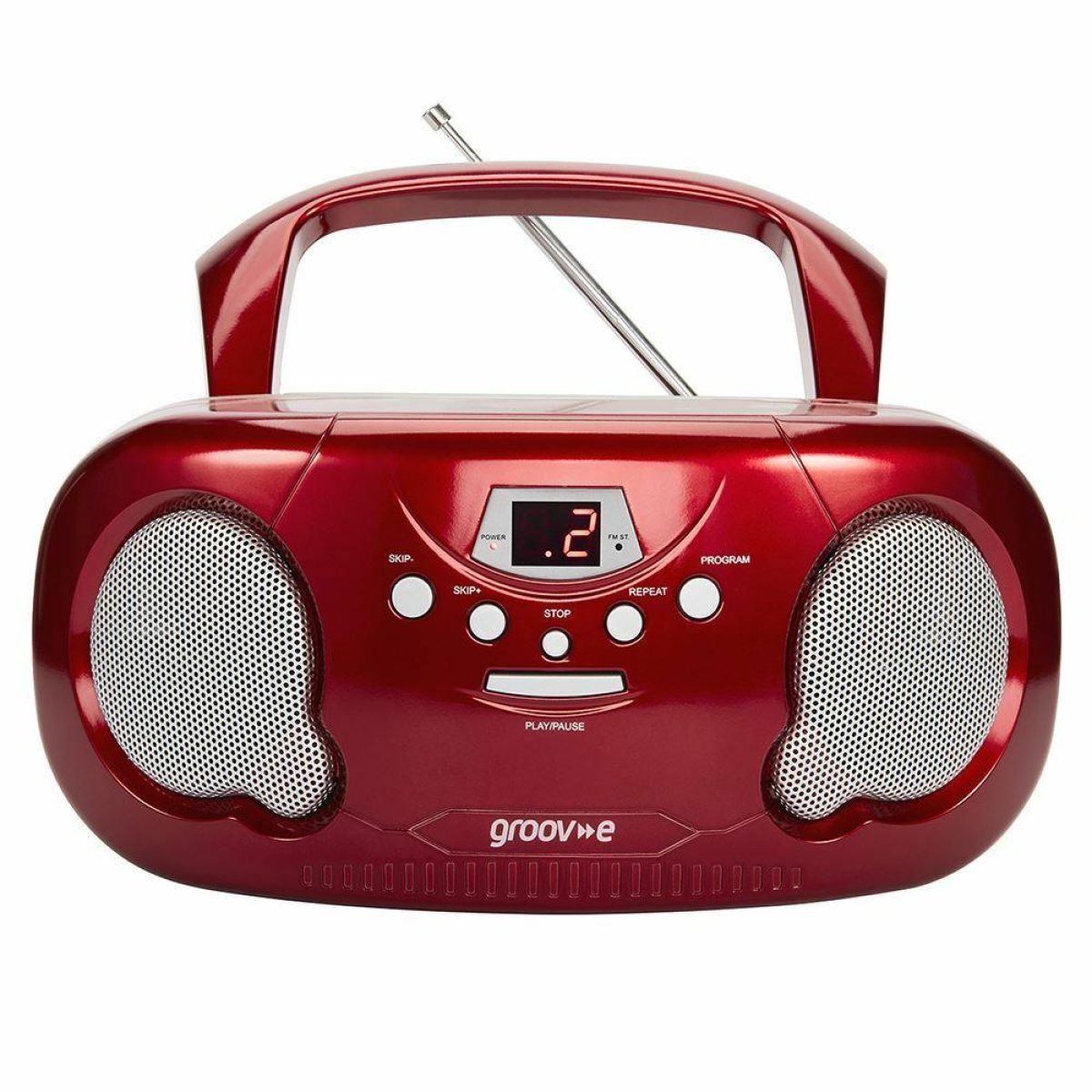 Groov-e GVPS733RD Original Boombox Portable CD Player with Radio Red UK Plug