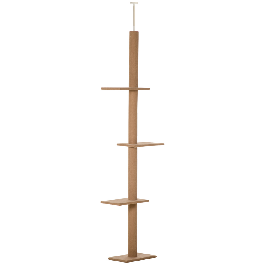 260cm Floor To Ceiling Cat Tree for Indoor Cats with Adjustable Height - Brown