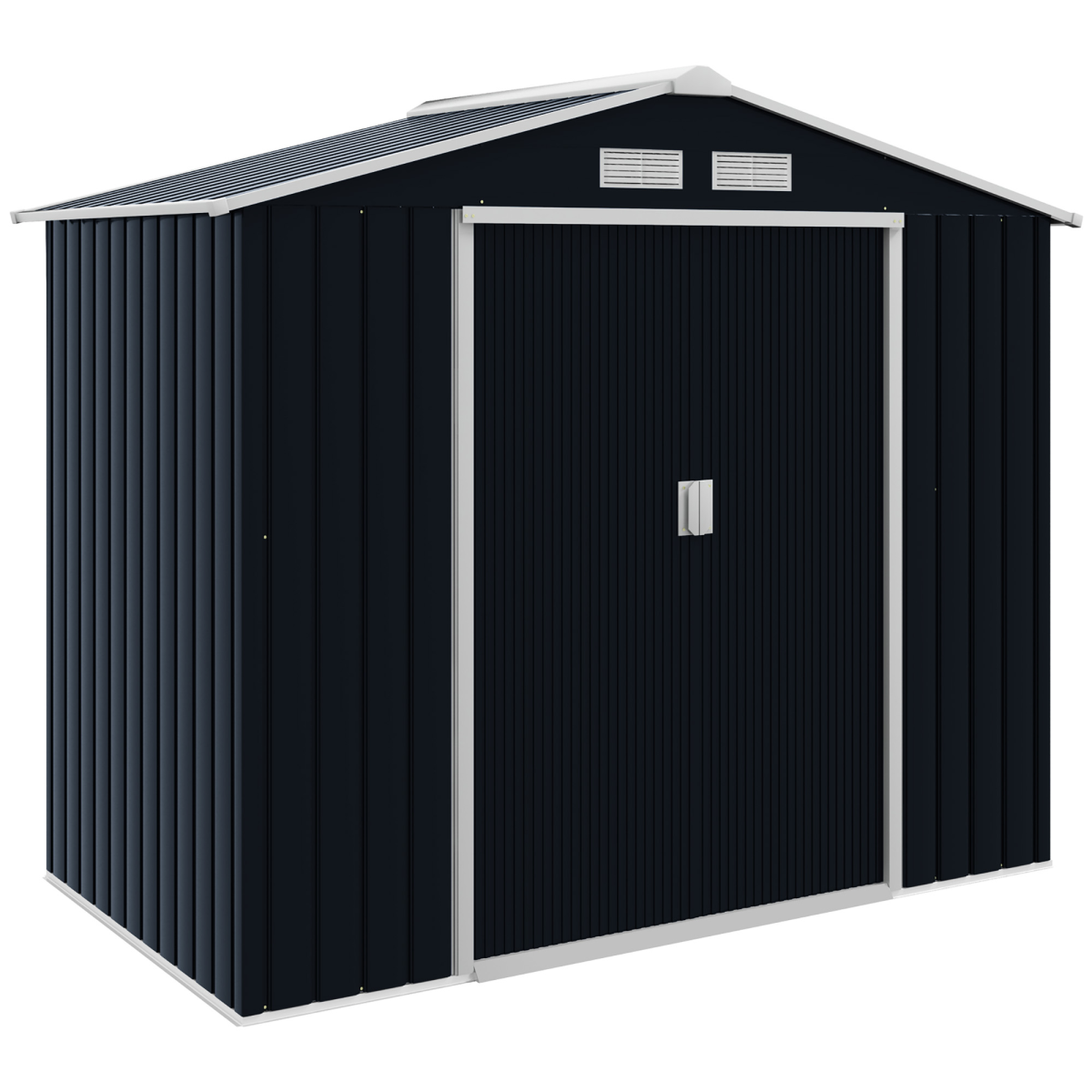 Lockable Garden Shed Large Patio Roofed Foundation 7ft x 4ft Grey Vent