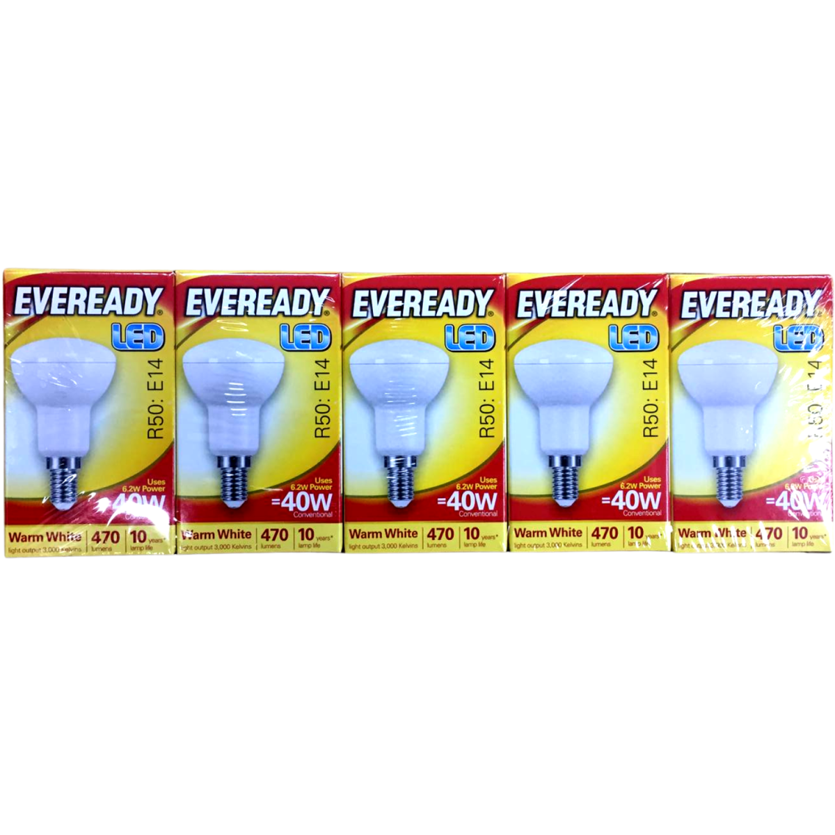 Eveready LED Bulb 470lm R50 E14 Warm White Pack of 5