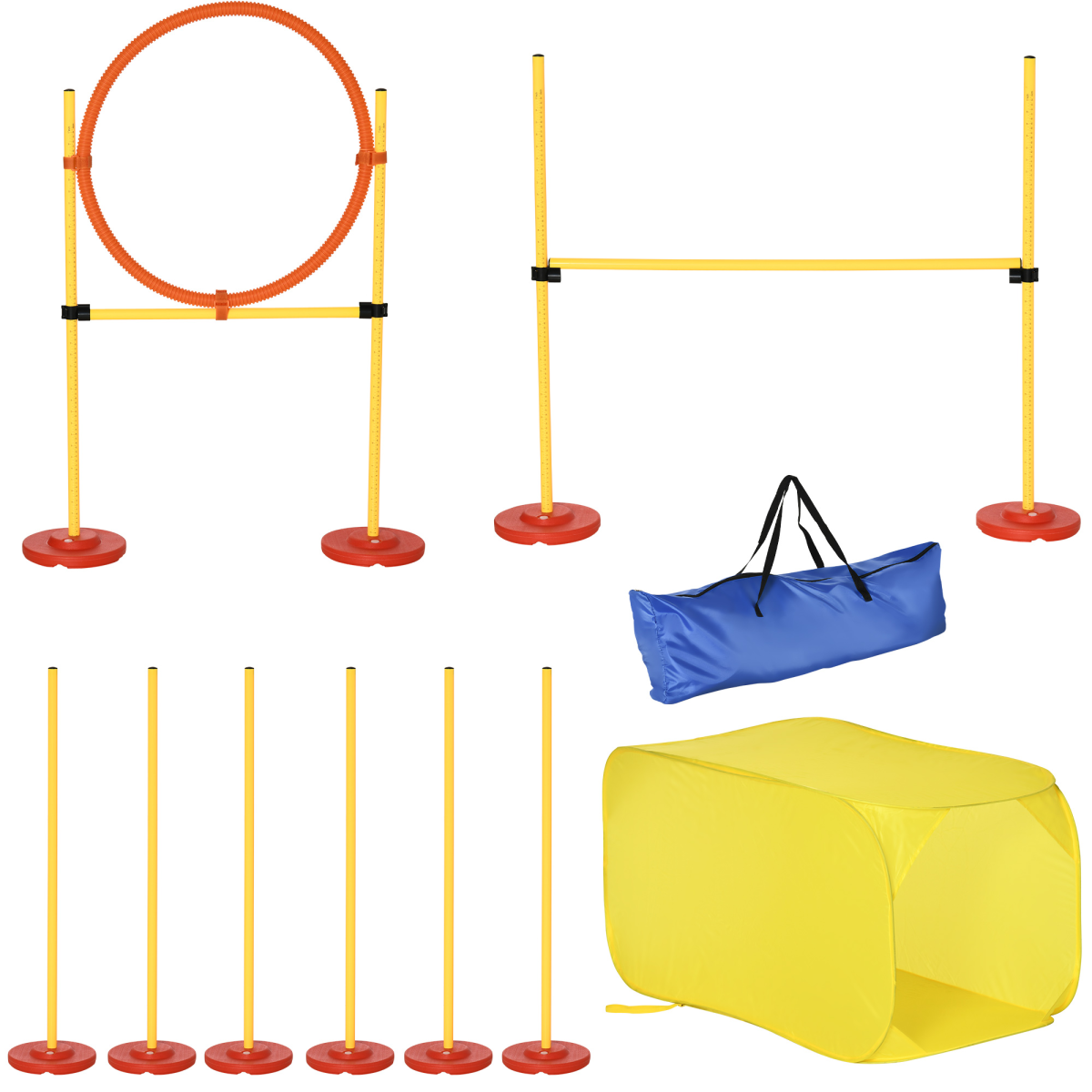 Outdoor 4-Piece Dog Agility Training Equipment Backyard Starter Course Set