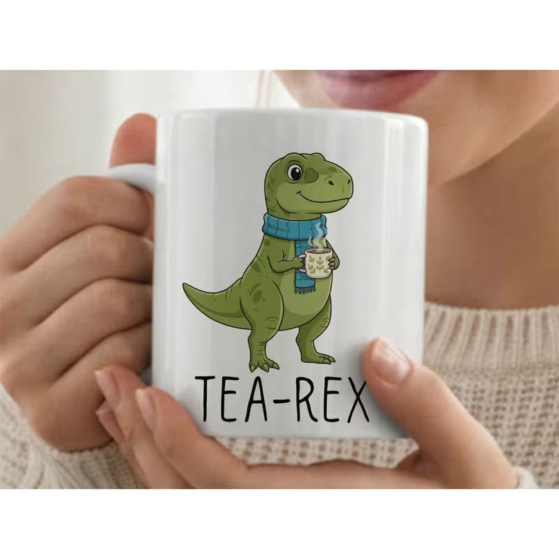 Tea Rex Dinosaur Quote Ceramic Coffee Mug 320ml White