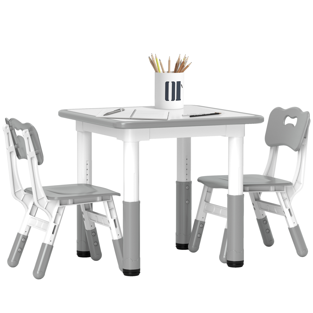AIYAPLAY 3-Piece Height Adjustable Kids Table and Chair Set