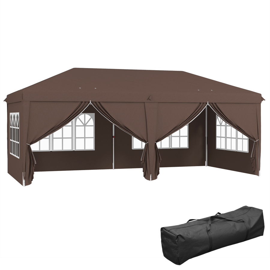 3 x 6m Pop Up Gazebo Height Adjustable Party Tent Black