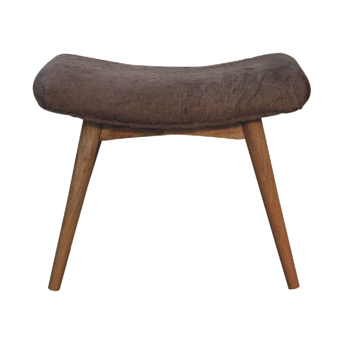 Artisan Furniture Solid Wood Mocha Faux Fur Curved Bench, Brown