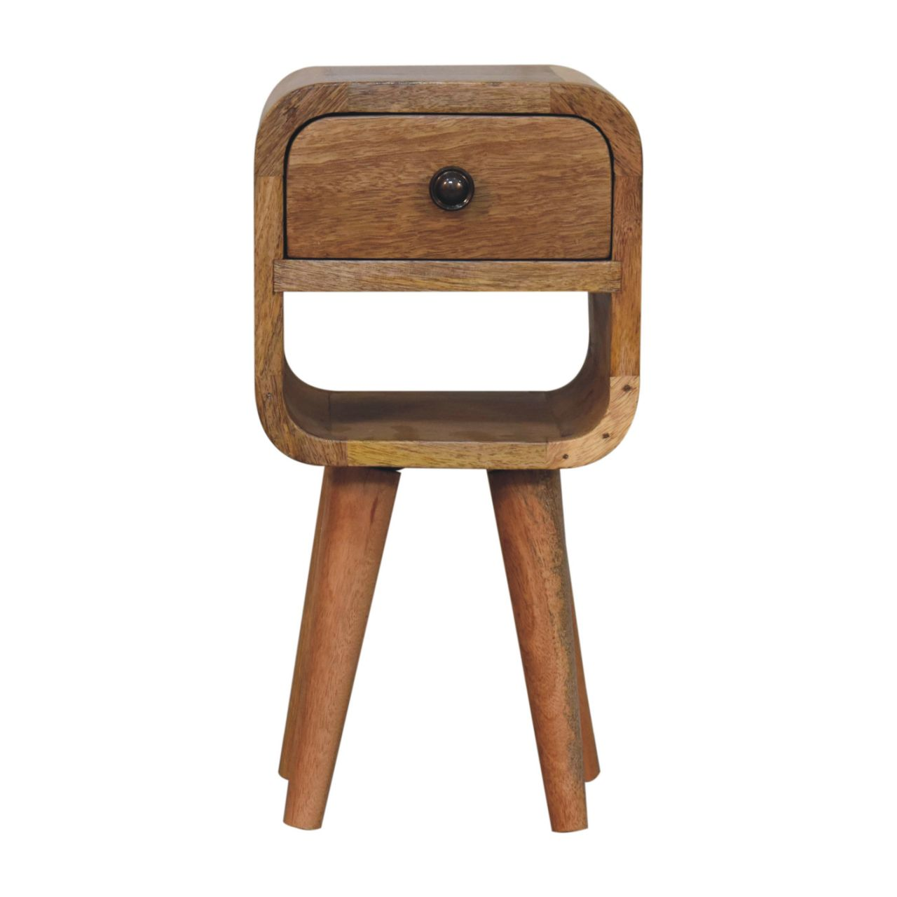 Artisan Furniture Solid Wood Extra Mini Oak-ish Curve Lower Bedside, Beige, 1 Drawer