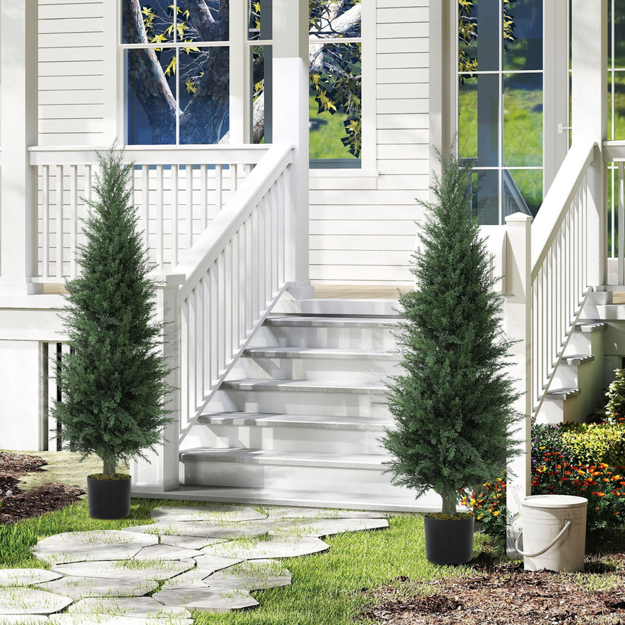Set of 2 Artificial Cypress Trees, Green, 120H cm