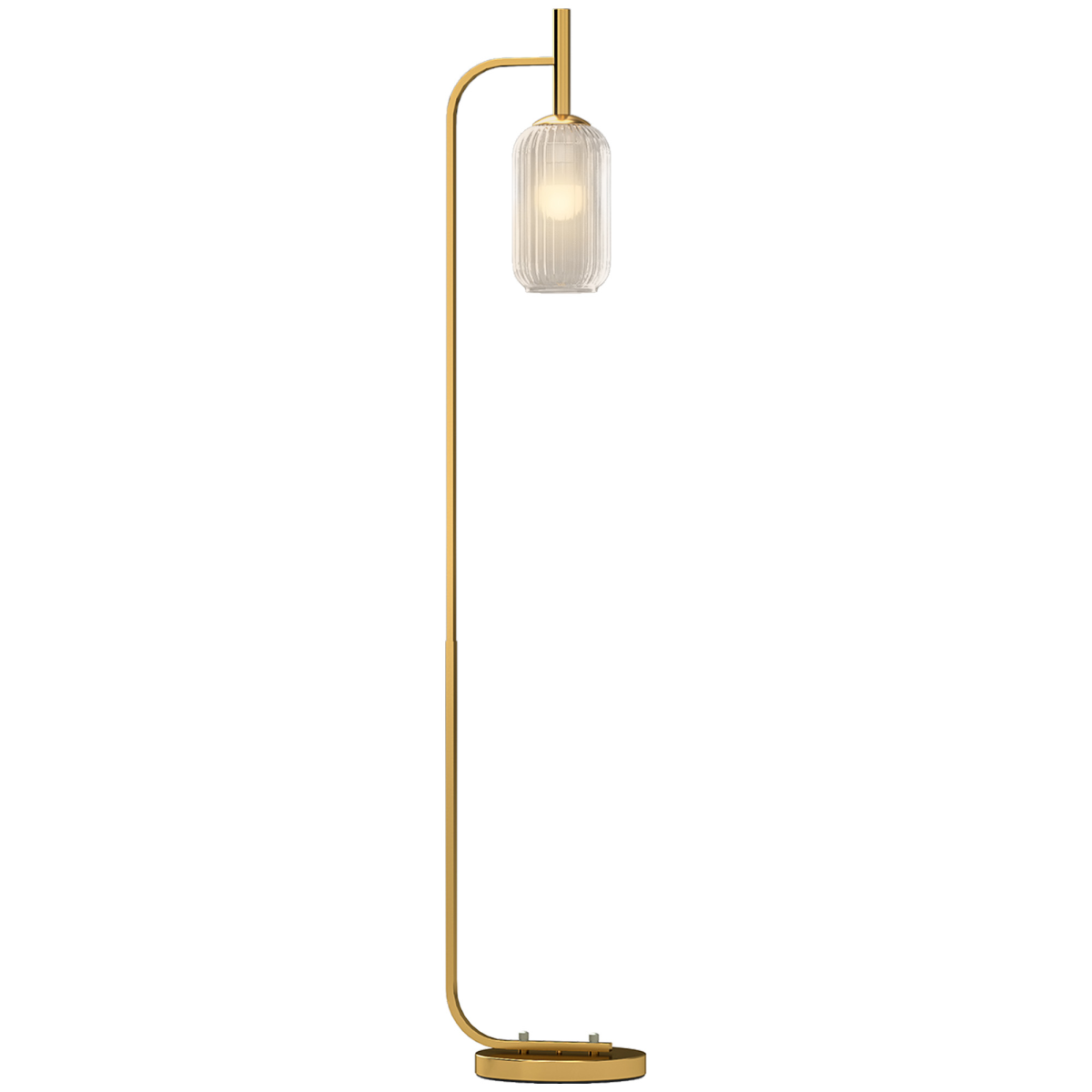 HOMCOM Modern Floor Lamp with Glass Lampshade, Foot Switch