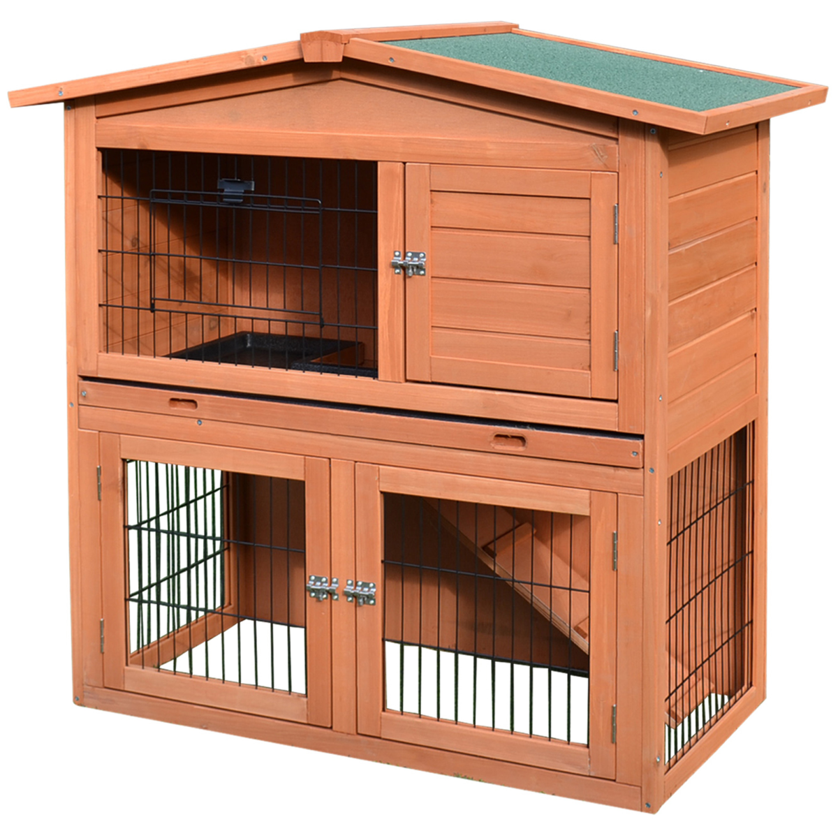 A-Frame Wood Rabbit Hutch Small Animal House Pet Cage Chicken Coop