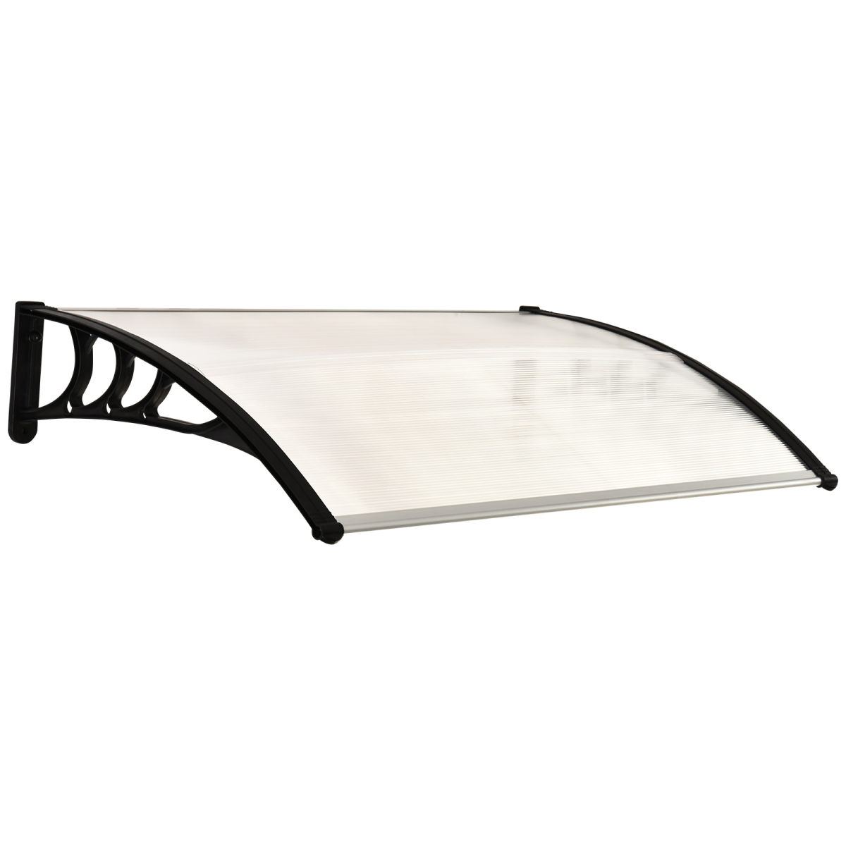 75 L x 120 W x 23 H cm Clear Polycarbonate Curved Awning with Black Bracket