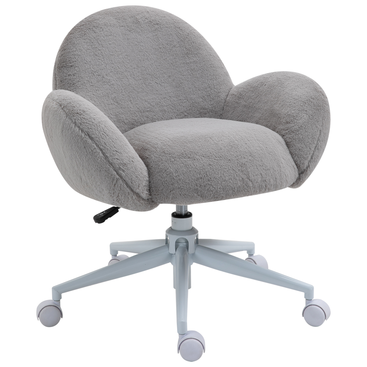 Fluffy Leisure Chair Office Chair with Backrest and Armrest, Grey