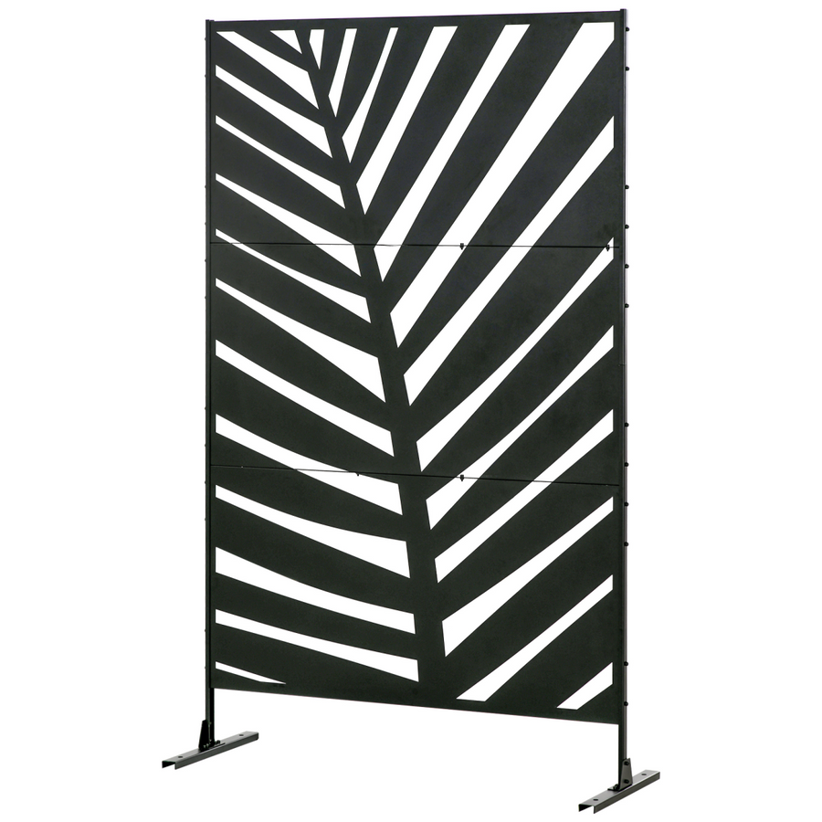 Outsunny 6.5FT Metal Outdoor Privacy Screen Panel with Stand, Banana Leaf Style