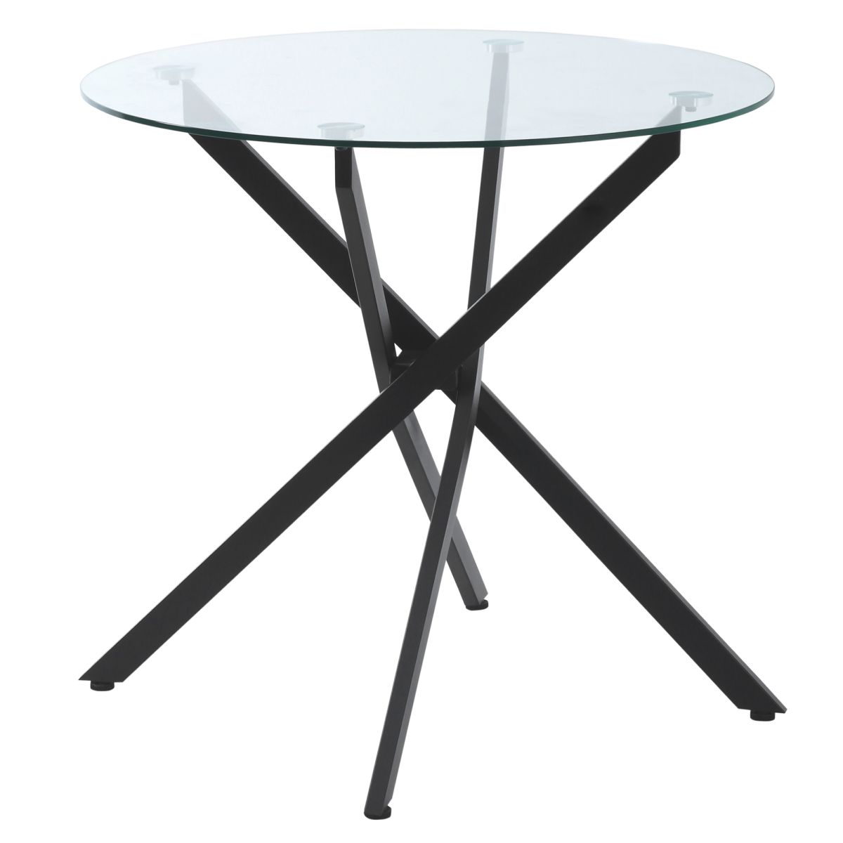HOMCOM Clear Glass Round Side Table with Metal Frame