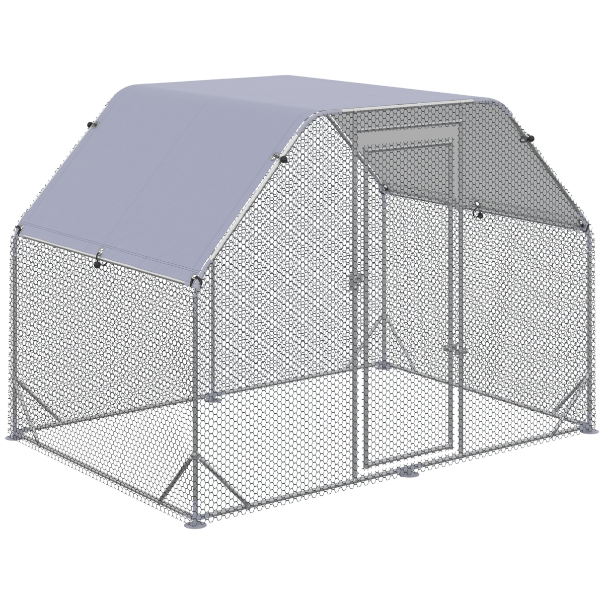 Chicken Run with Roof, Walk-In Chicken Coop for 4-6 Chickens, Hen House