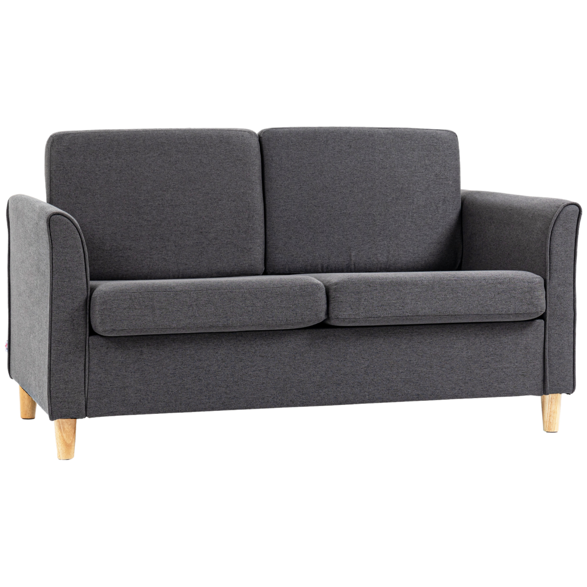 HOMCOM Double Seat Sofa Loveseat Couch with Armrests, Dark Grey