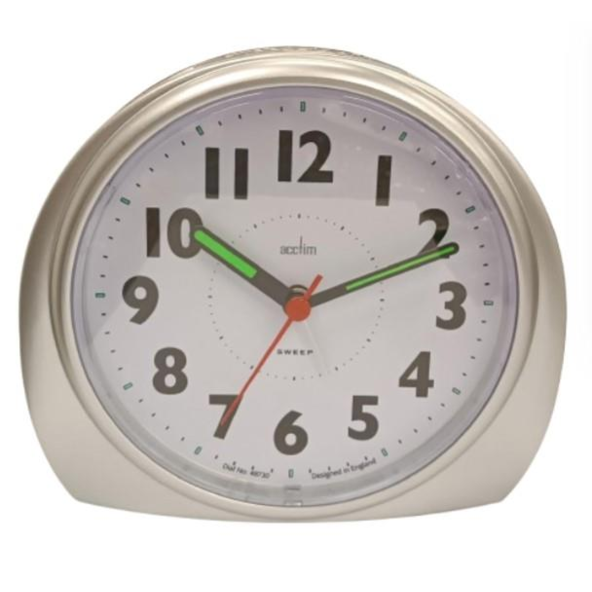 Acctim Jefferson Silent Sweep Bedside Alarm Clock in Silver - 16487