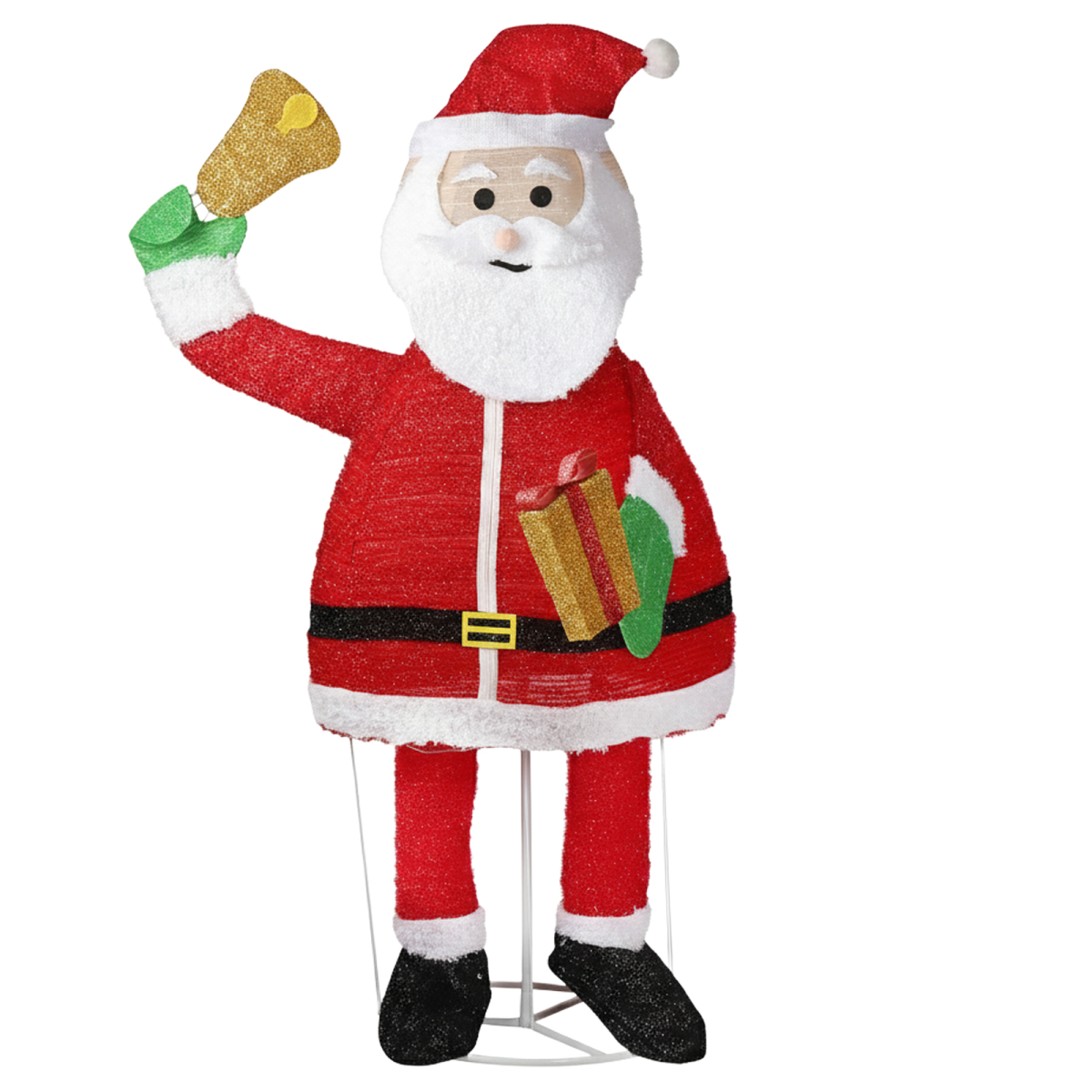 1.8M Lighted Santa Claus Holding Bell Christmas Yard Decoration, Pre-lit with 200 Warm White LEDs