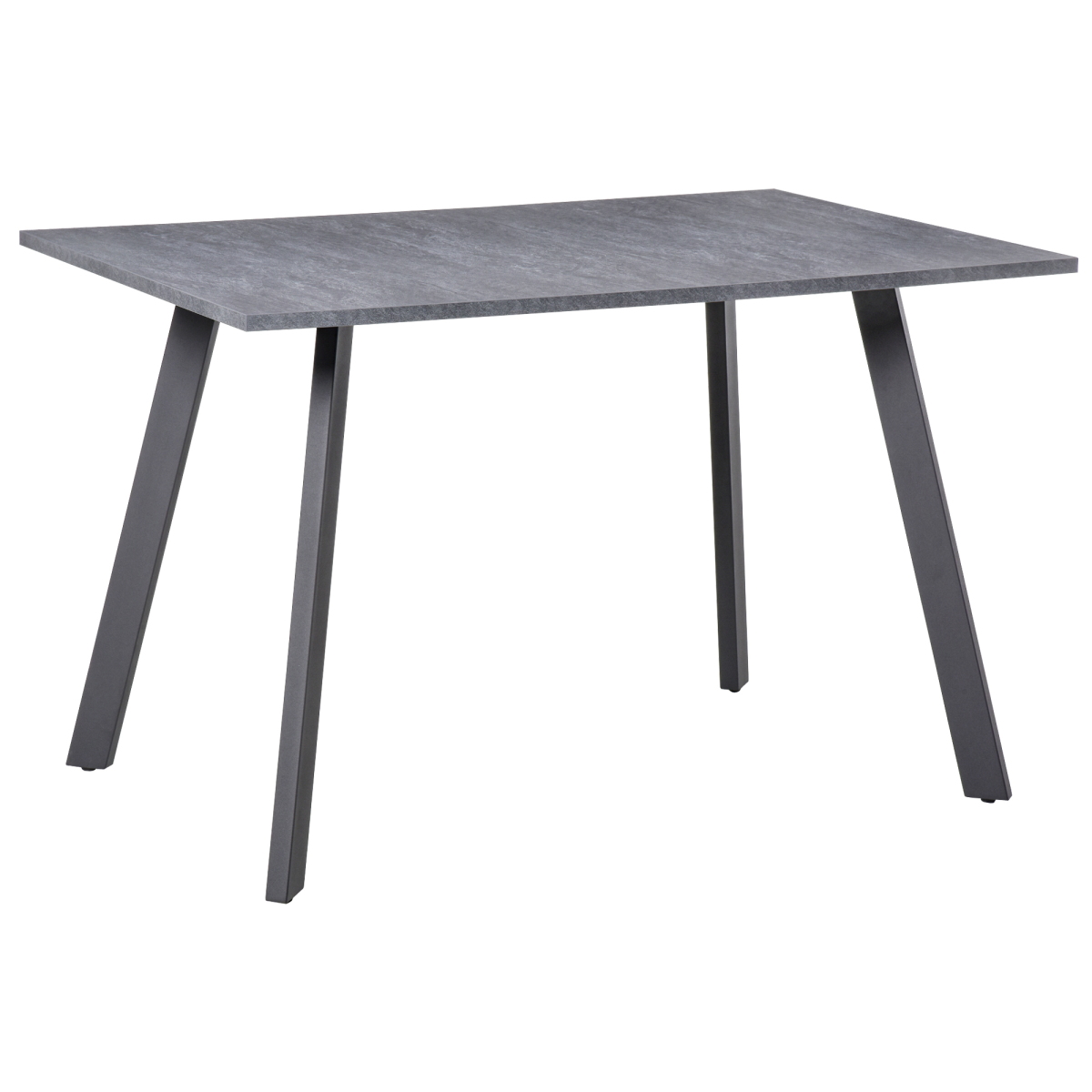 Modern Rectangular Dining Table with Metal Legs, Dark Grey