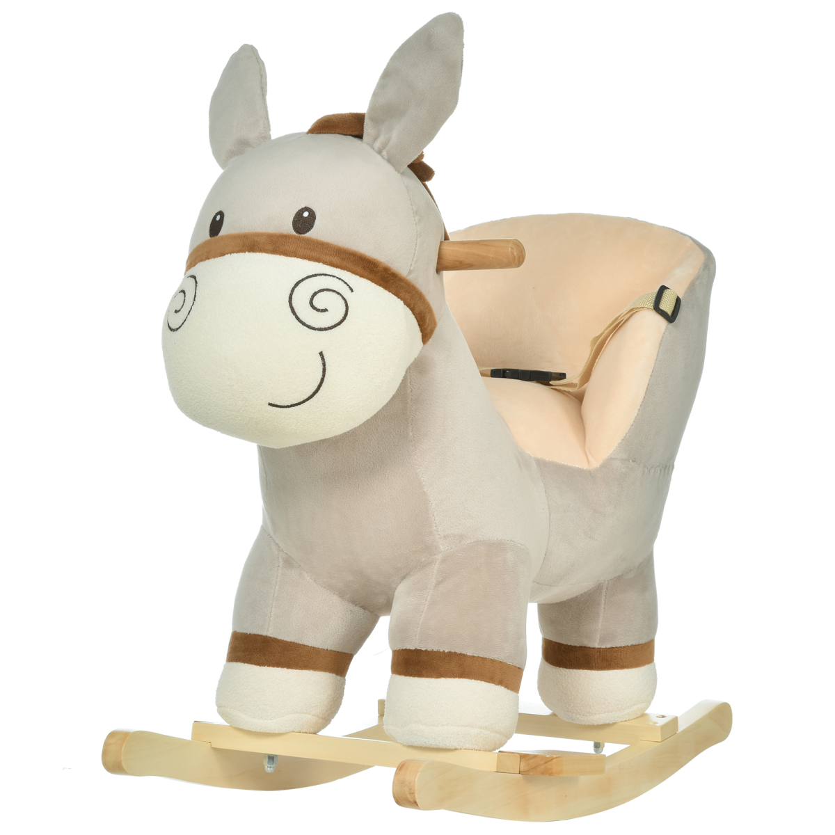Cute Kids Ride-On Rocking Donkey with Sound, Handlebars and Seat Belt