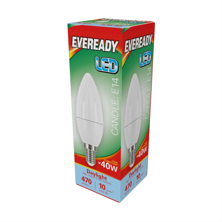 Eveready LED Candle Bulb 40W SES E14 Daylight Pack of 5