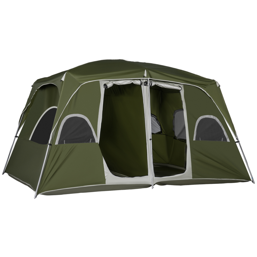 Camping Tent Family Tent 4-8 Person 2 Room Green Outsunny