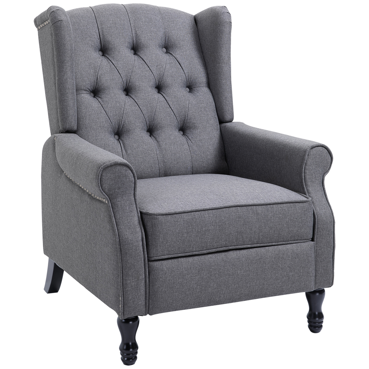 Recliner Armchair for Living Room Fabric Reclining Chair w/ Footrest Light Grey