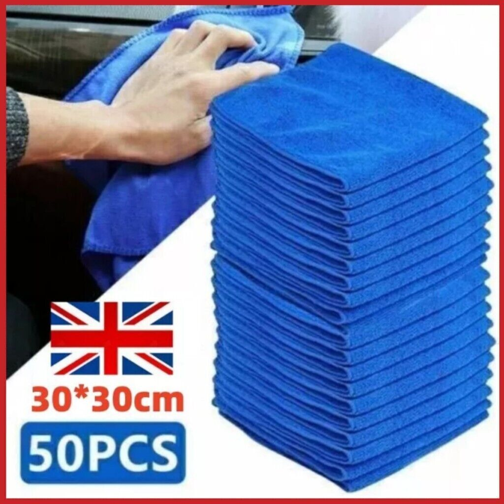 50 x Large Microfibre Cleaning Cloths for Car Detailing