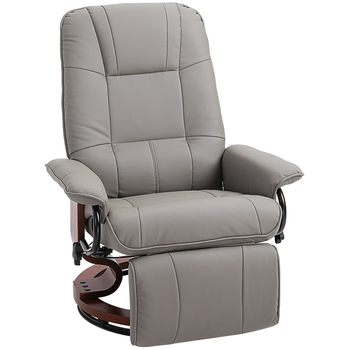 Ergonomic Recliner Sofa Chair PU Leather Armchair Lounger with Footrest, Grey