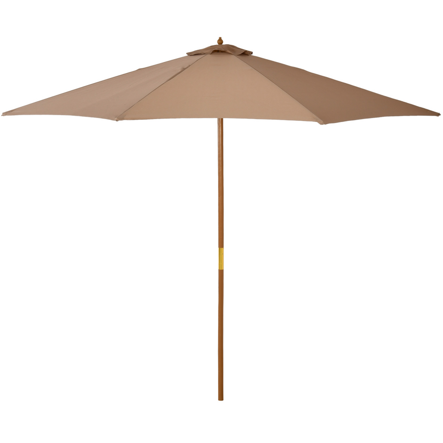 Outsunny 3m Wooden Garden Parasol Sun Shade Outdoor Umbrella Canopy Khaki